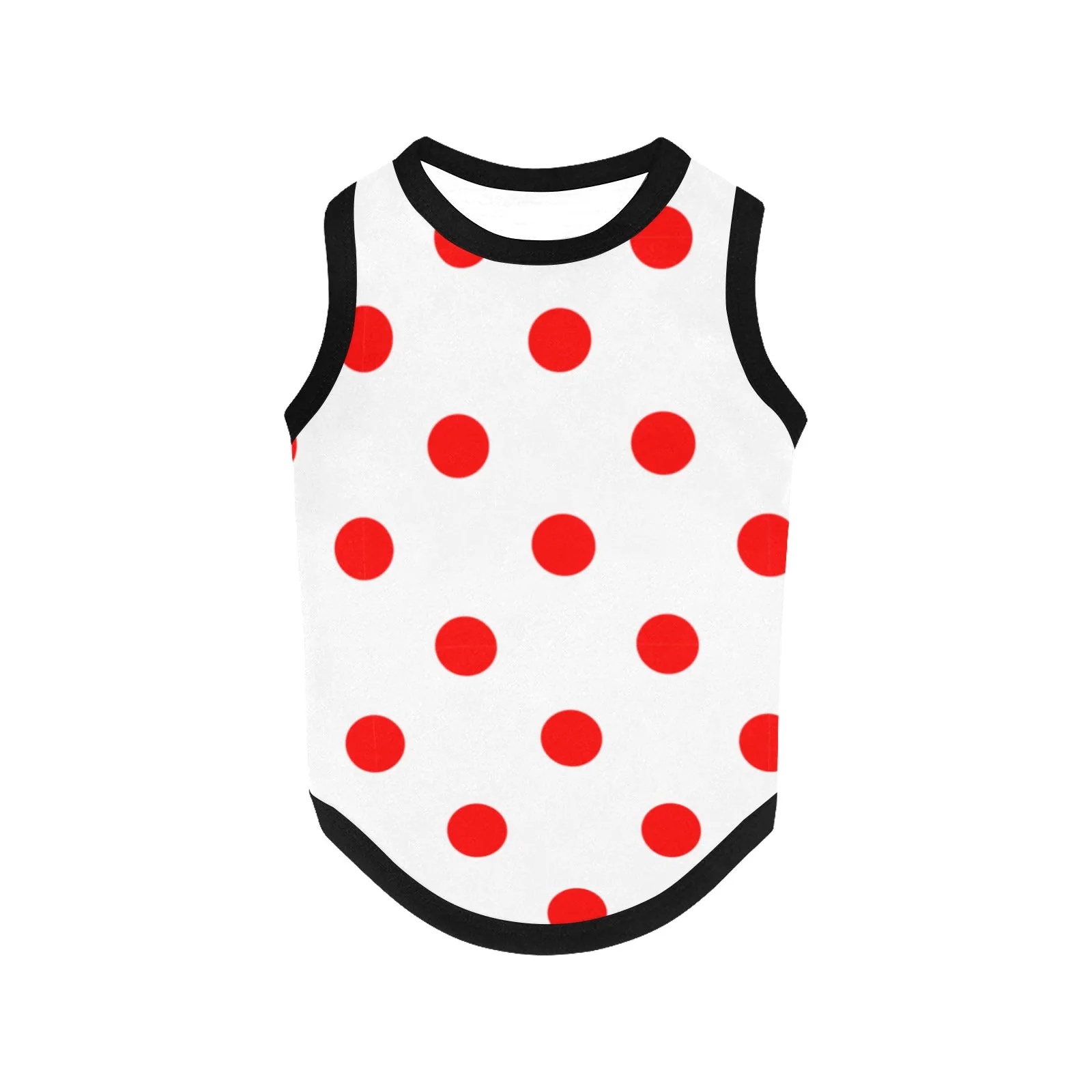 White With Red Polks Dots Pet Tank Top