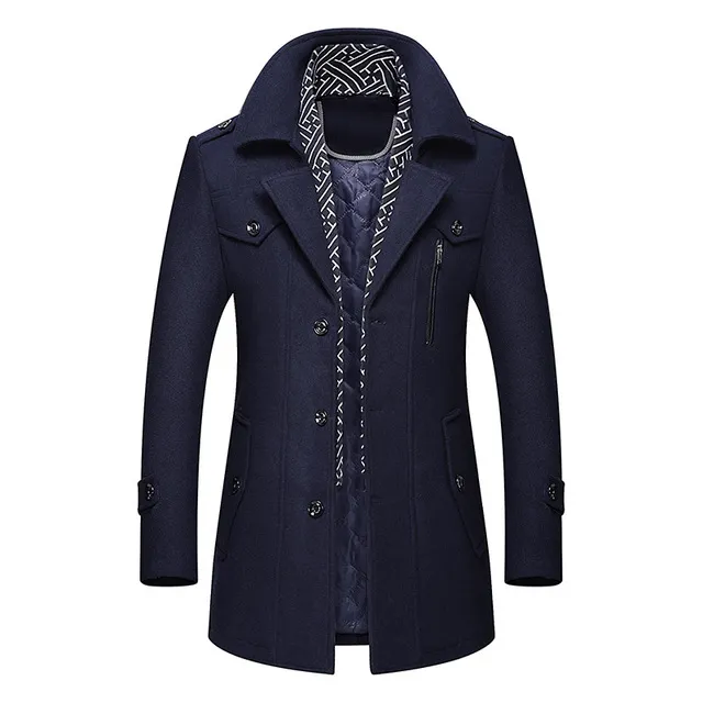 Winter Scarf Detachable Scarf Jackets Men's Wool Coats