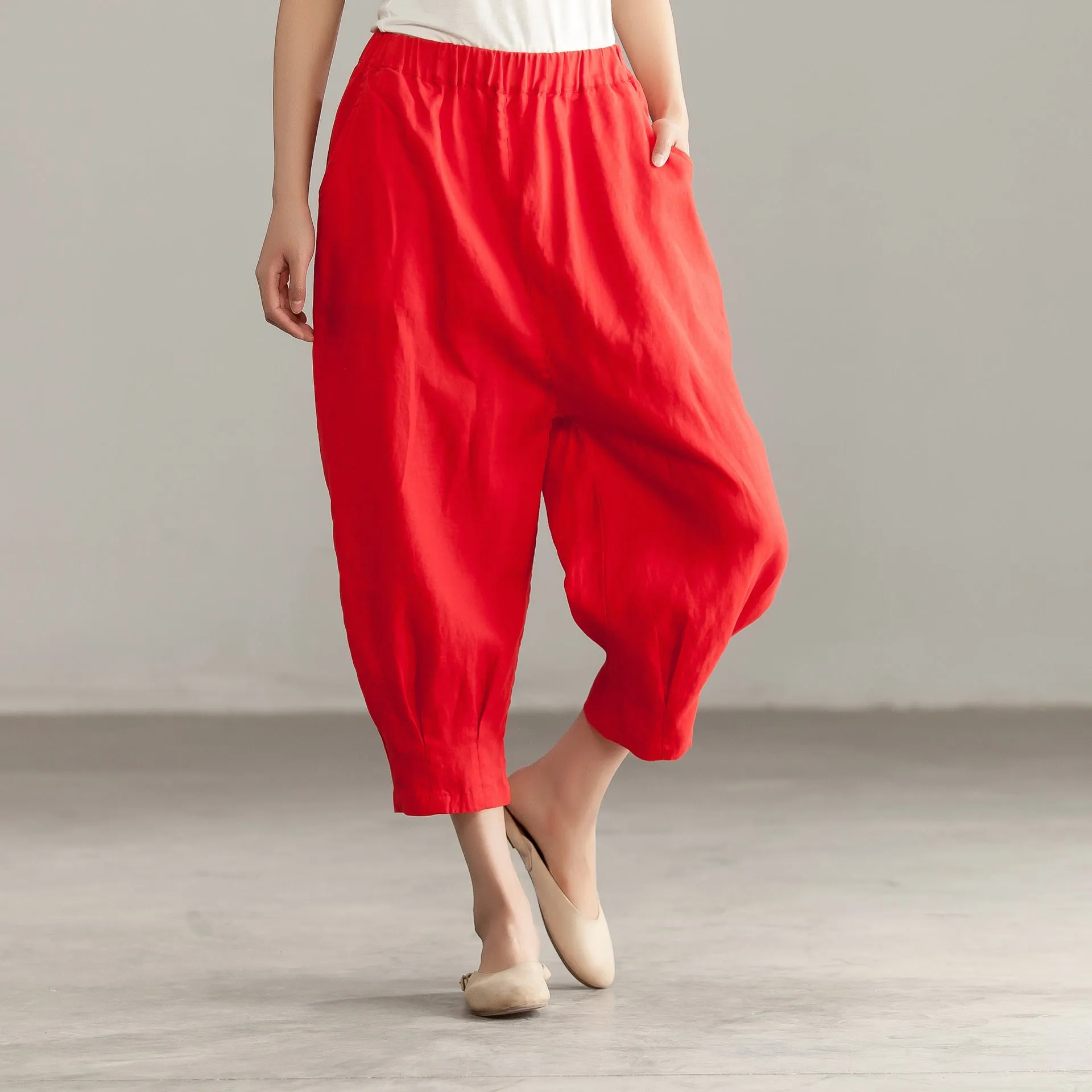 Women Summer linen Cotton Harem Pants