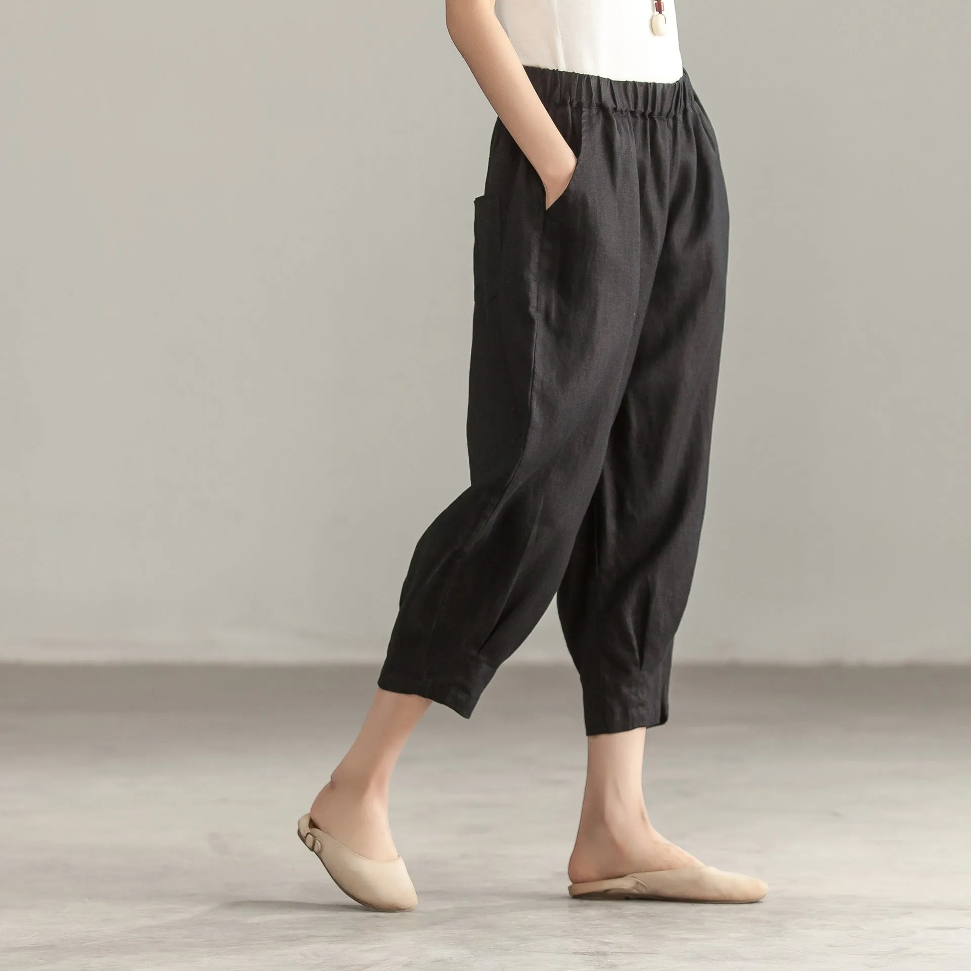 Women Summer linen Cotton Harem Pants