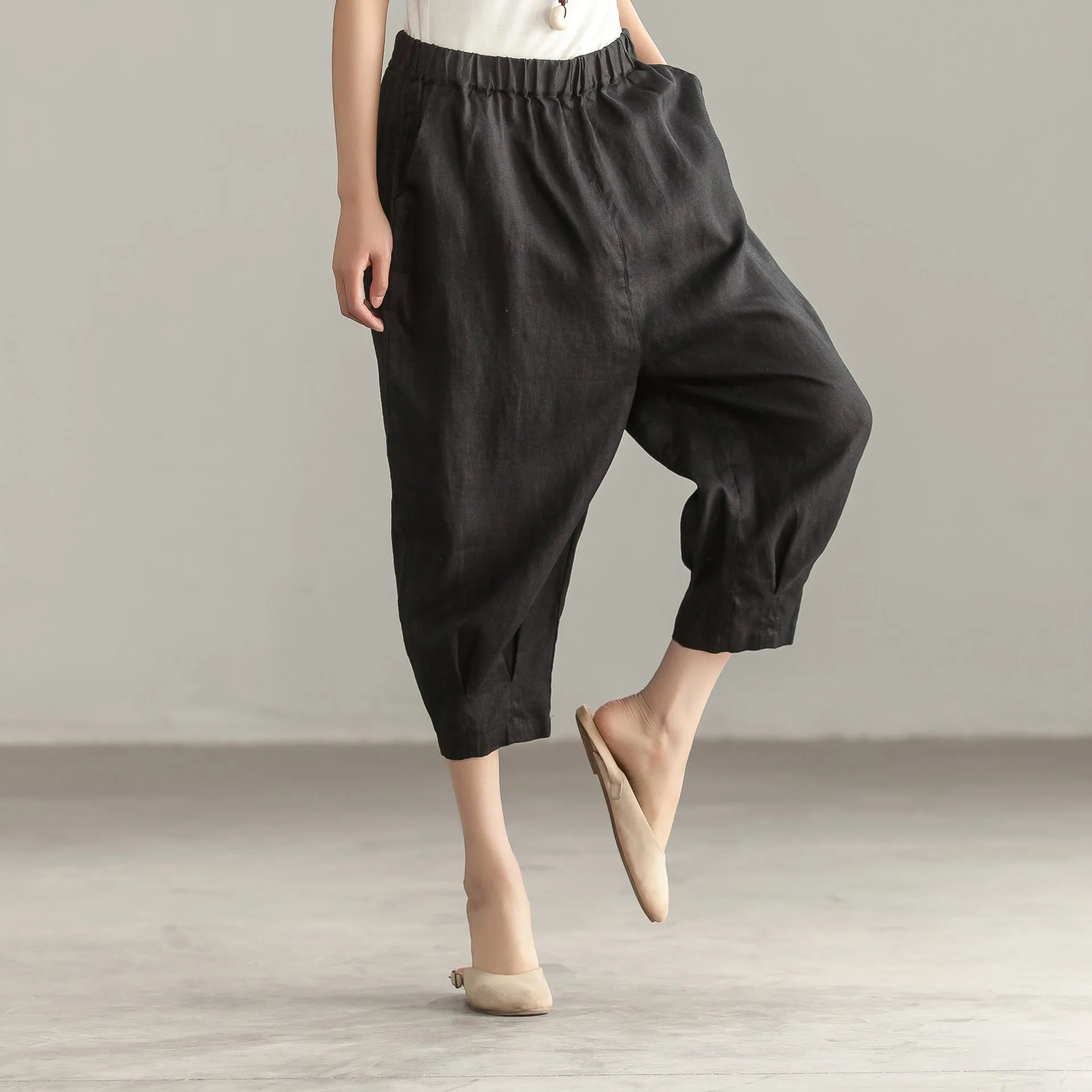 Women Summer linen Cotton Harem Pants