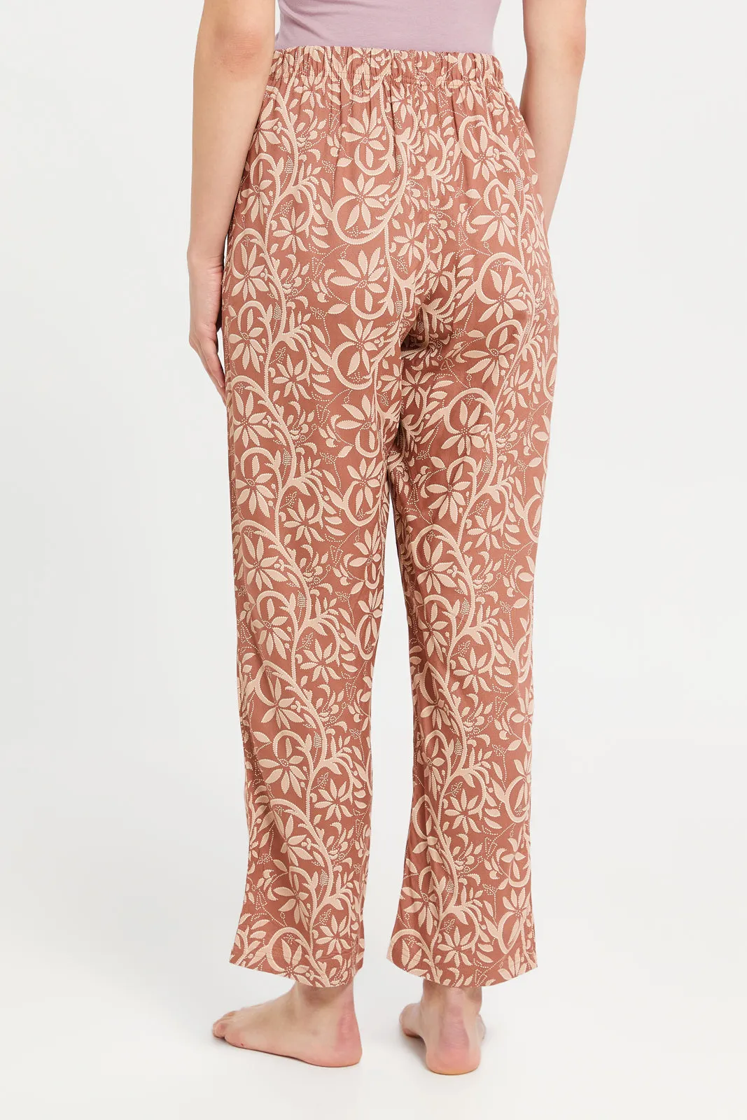 Women Tan Printed Pyjama Bottom