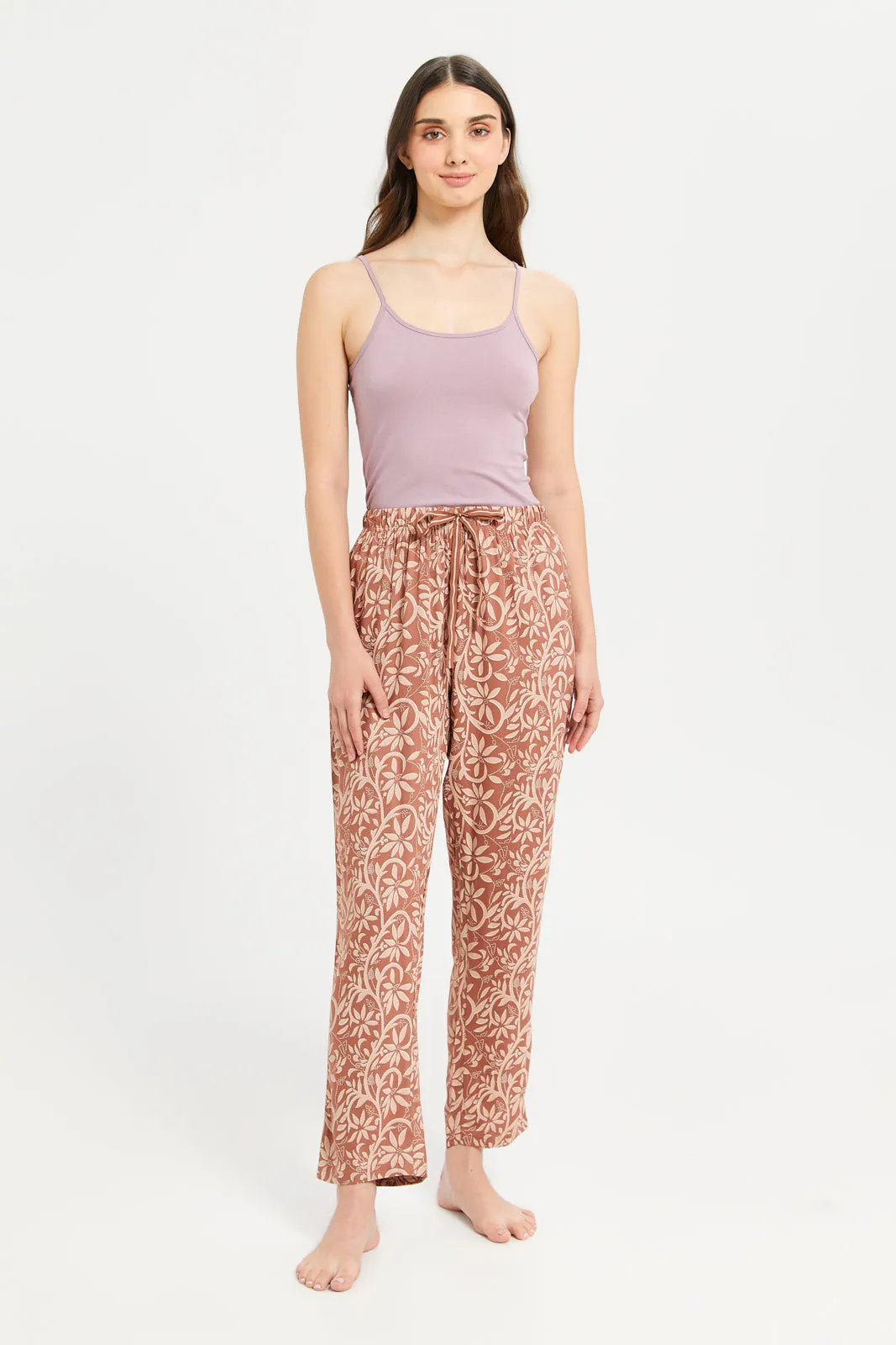 Women Tan Printed Pyjama Bottom