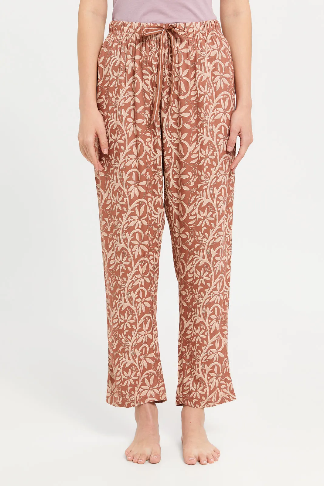 Women Tan Printed Pyjama Bottom