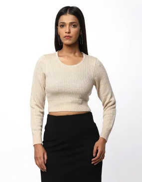 Women Winter Round Neck Crop Top