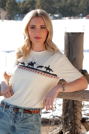 Women's Cruel Rodeo Border Print Tee