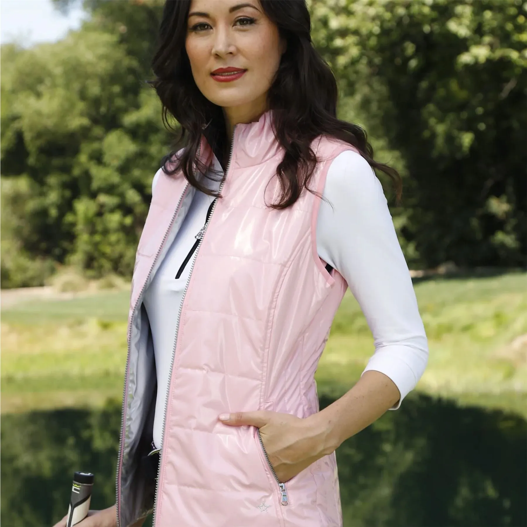 Womens The Wet Look Gilet Cotton Candy - SS24