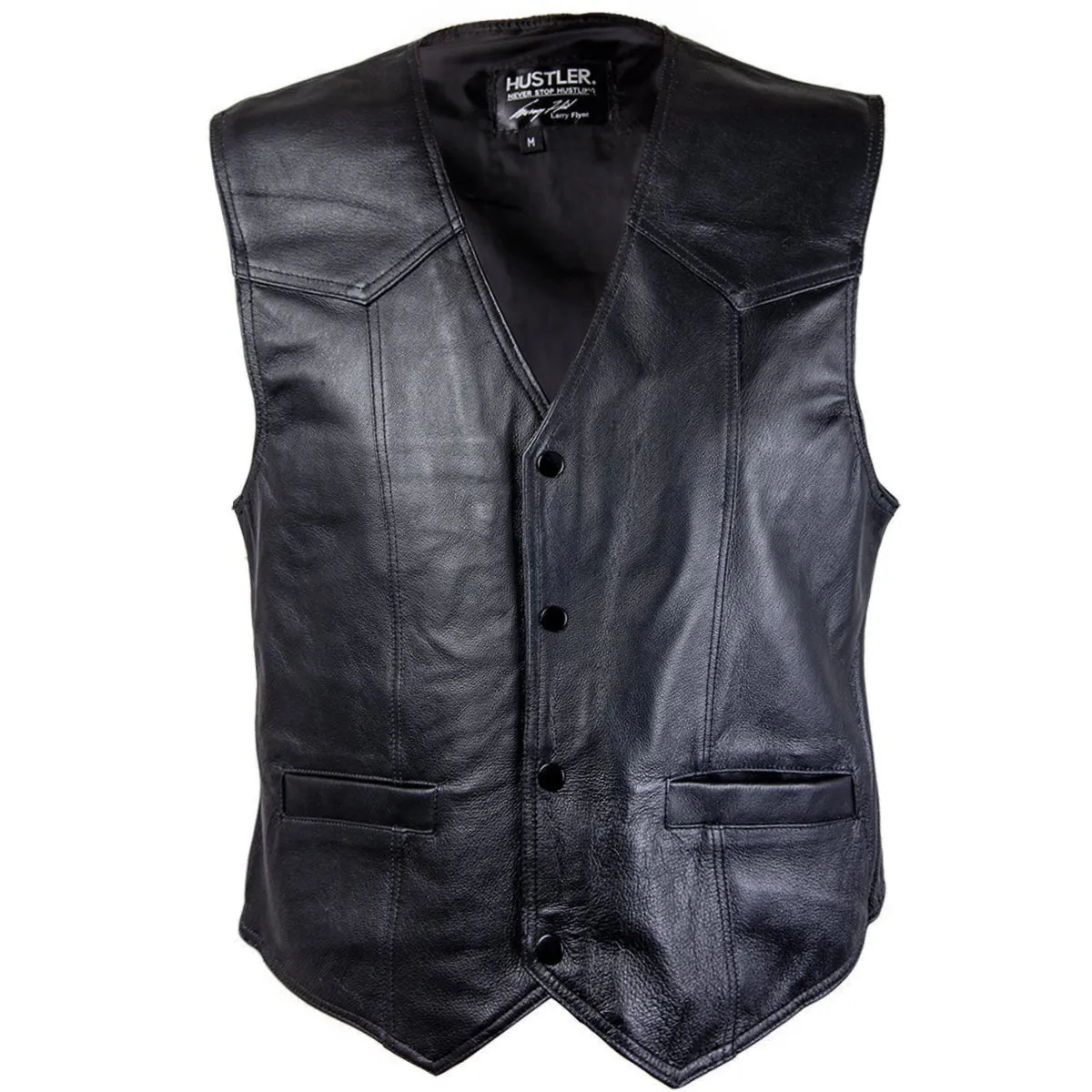 Xelement HSVT 240 Hustler Classic Motorcycle Leather Vest For Men with Skull Embroidery - Premium Genuine Biker Club Gilet