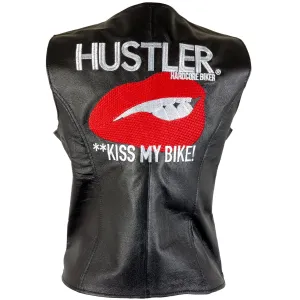 Xelement HSVT 310 Motorcycle Leather Vest For Women - Kiss My Bike - Premium Genuine Ladies Biker Club Gilet