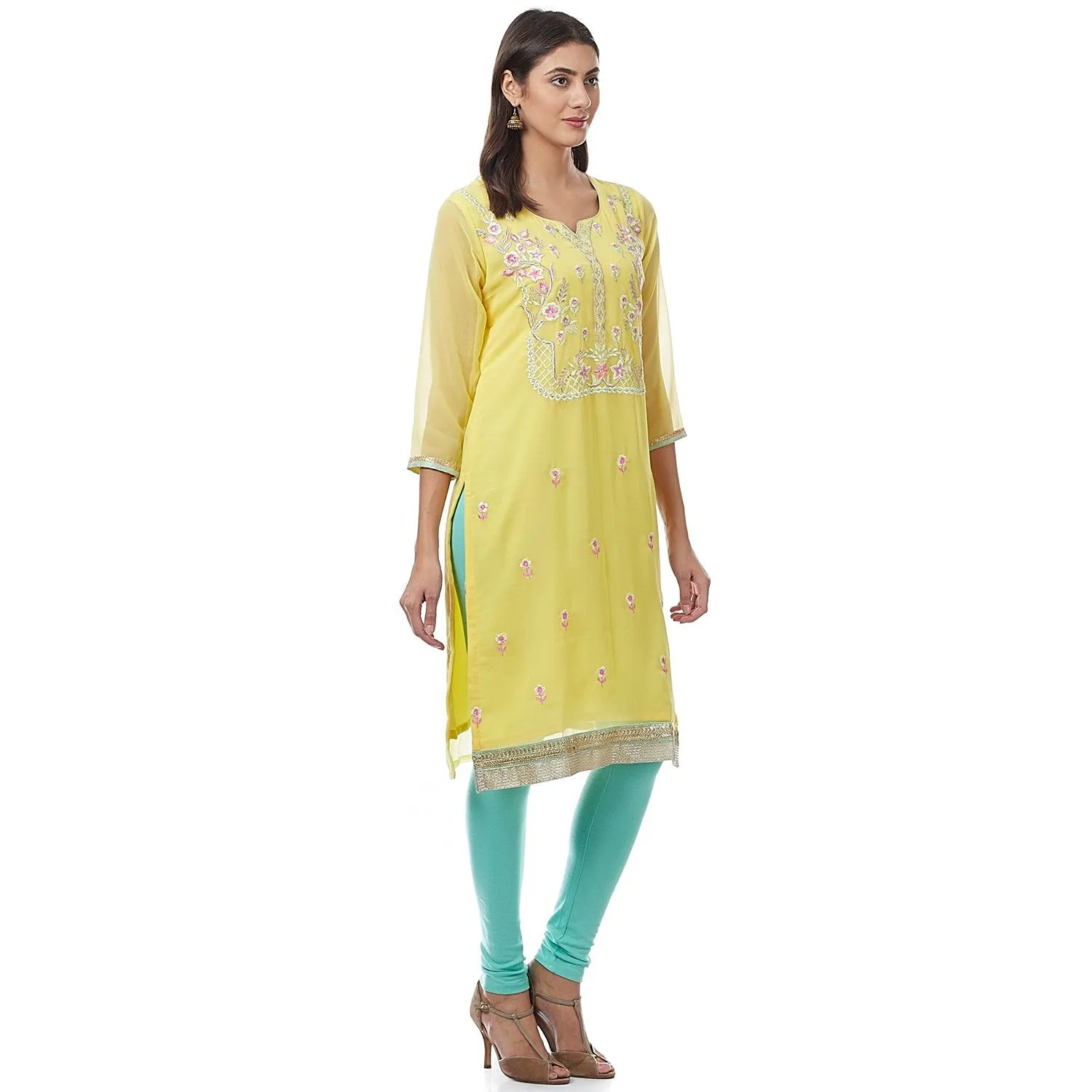 Yellow Georgette Kurti