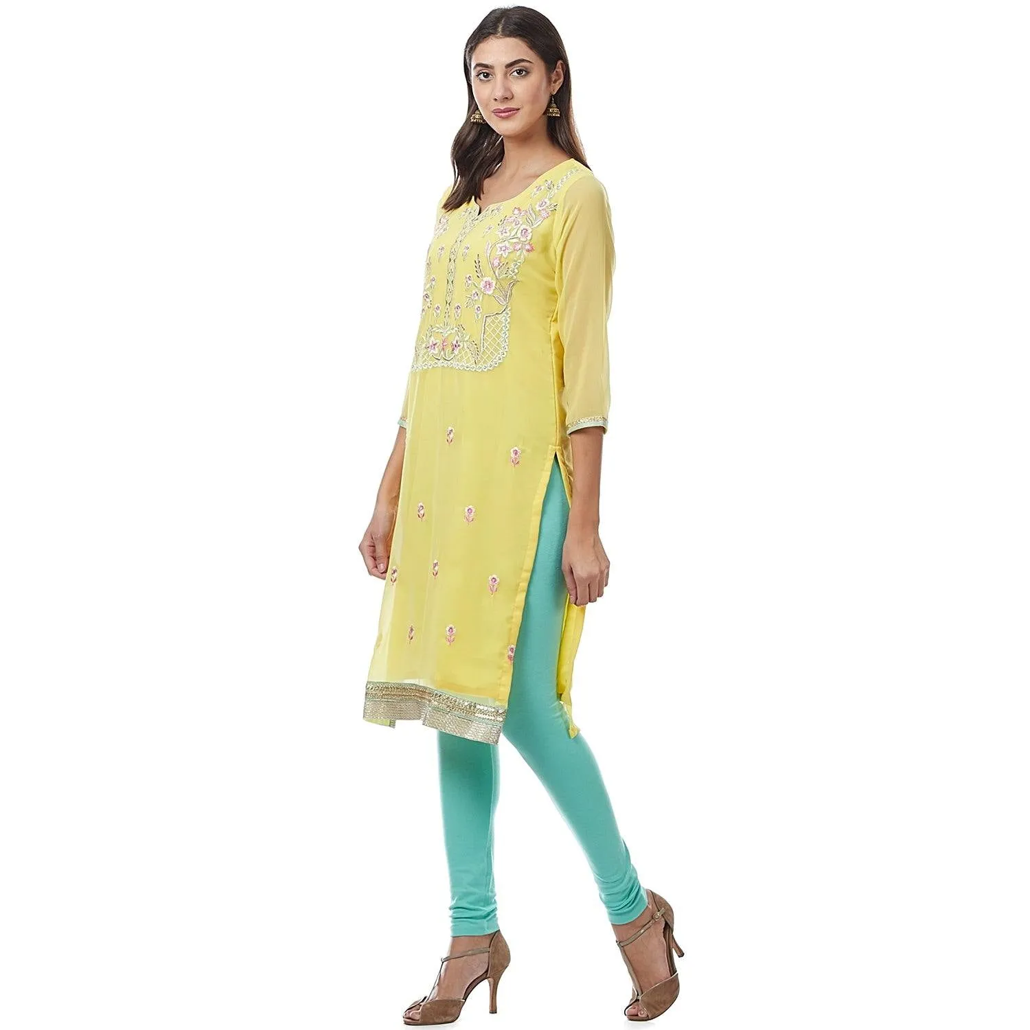 Yellow Georgette Kurti