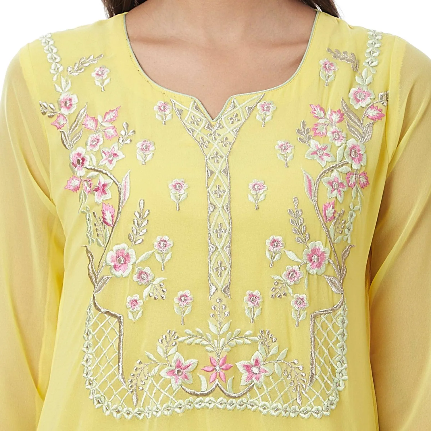 Yellow Georgette Kurti