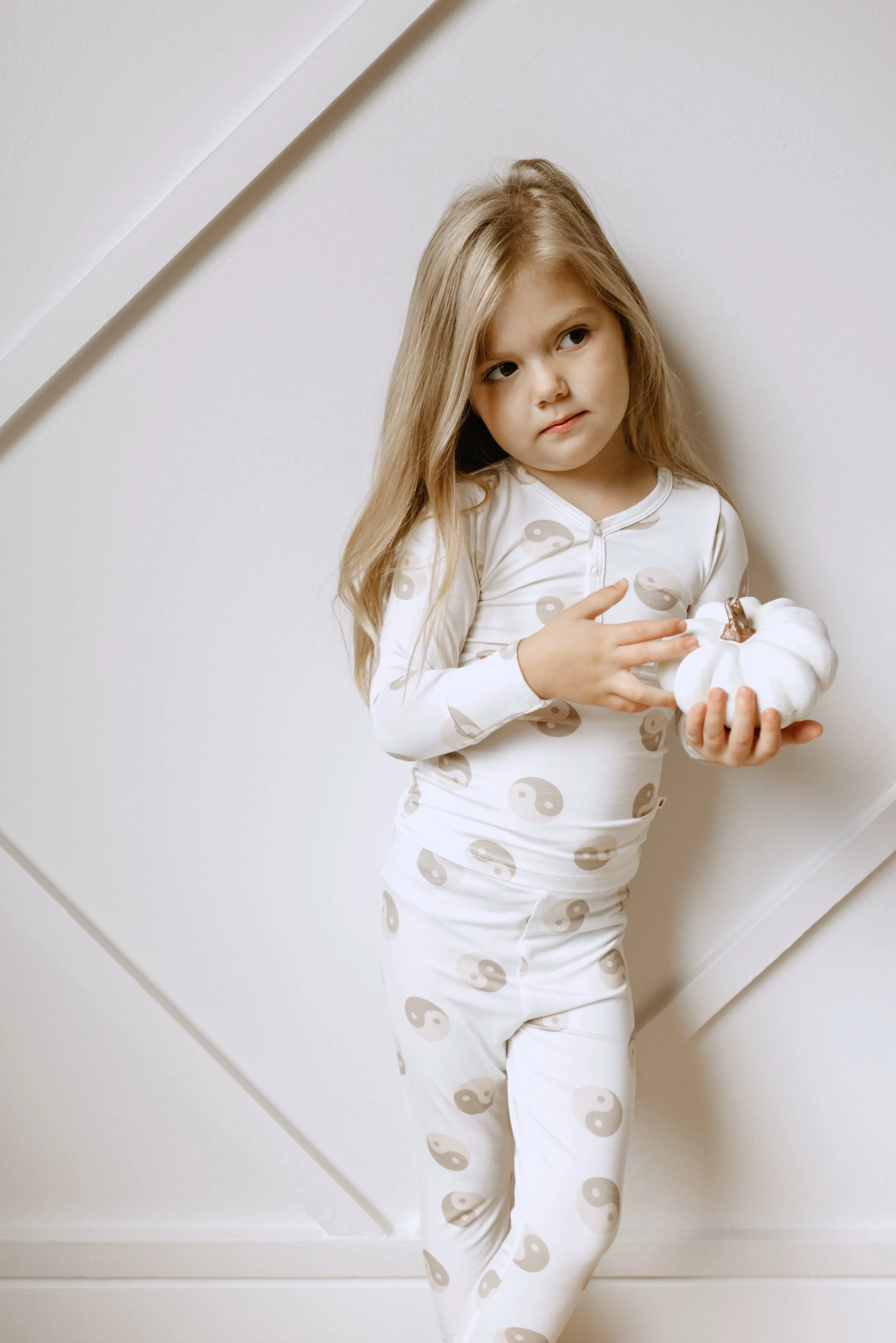 Yin Yang Tan and White | Bamboo Two Piece Pajamas