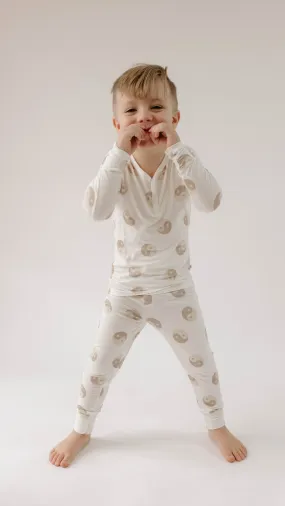 Yin Yang Tan and White | Bamboo Two Piece Pajamas